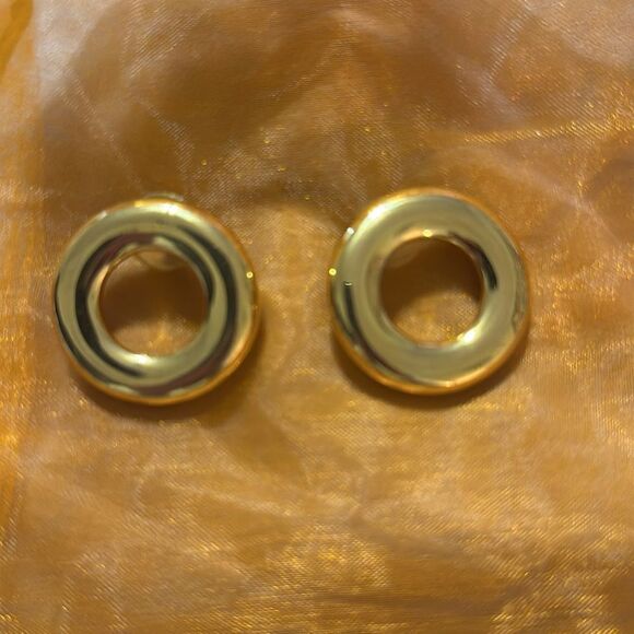 Monet Jewelry - Vintage Monet Gold Tone Chunky Hoop Earrings